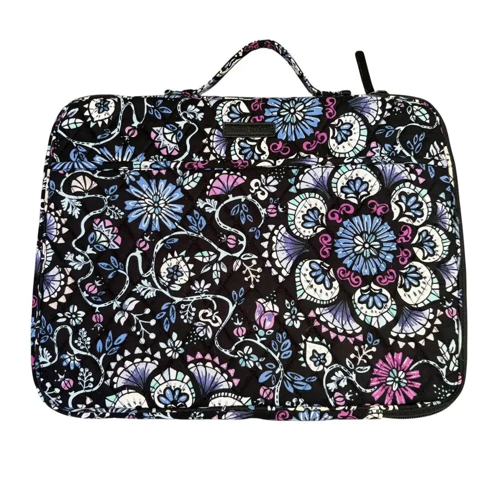 Vera Bradley Laptop Sleeve Case Flower Doyly‎ Design Side Zip Padded 14x11